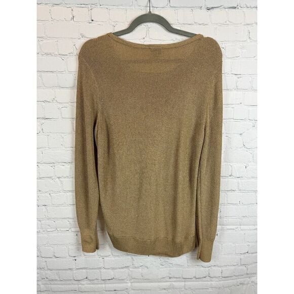 CHICO'S beige cotton blend front knot knit sweater pullover size 1 M - Picture 6 of 6